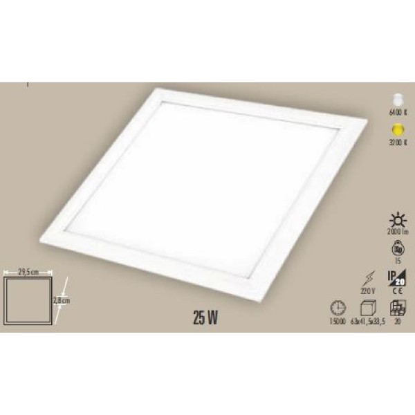 Led Panel 30X30 Backlıght 25W 6400K 2000Lmn Clip İn