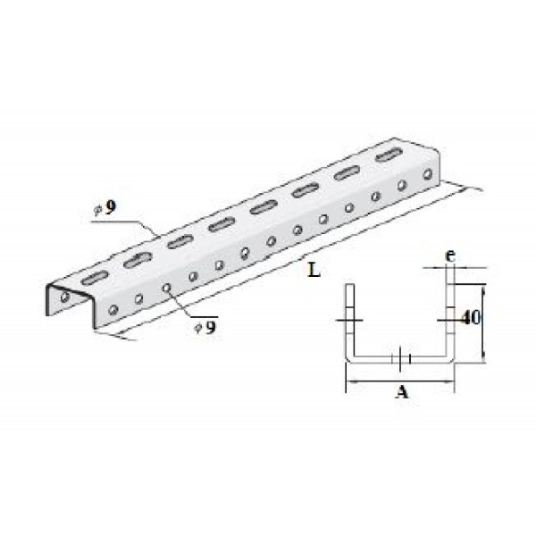 2000X1.5Mm Sac Kanal U Geçmeli Taşıyıcı Profil