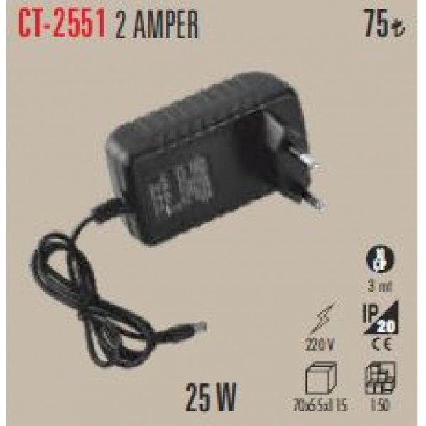 Adaptör 220V/12V 2A 25W Fişli