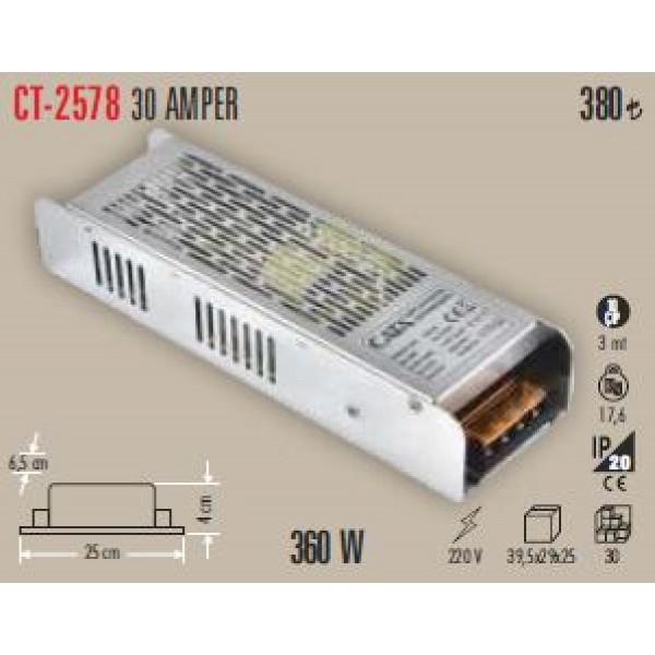 Led Trafosu 220V/12V 30A 360W