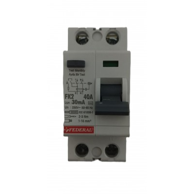 2x40A 30mA 10kA Kaçak Akım...