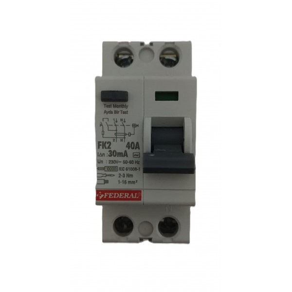 2x40A 30mA 10kA Kaçak Akım Rölesi FK2E Federal