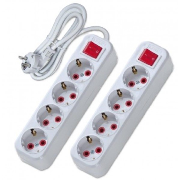 4Lü Anahtarlı Klemensli Topraklı Grup Priz Gold 