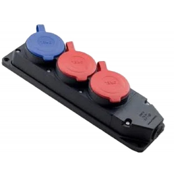 3x25A 2 Adet + 1x16A 1 Adet Kauçuk 3 Lü Grup Priz