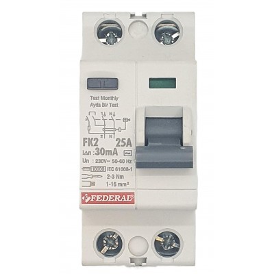 2x25A 30mA 10kA Kaçak Akım...