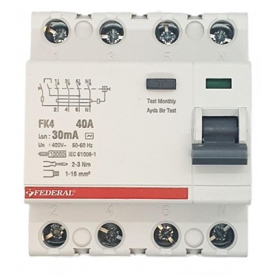 4x40A 30mA 6kA Kaçak Akım...