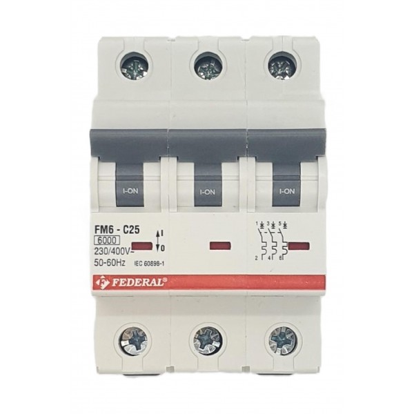 3x25A 6kA C Sigorta FM6E Federal