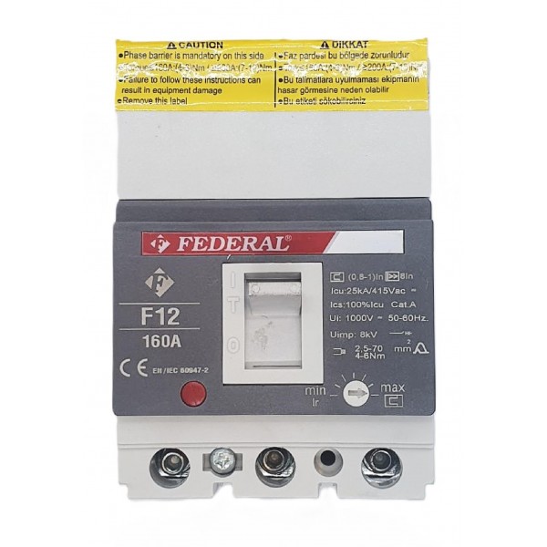 3x160A 25kA Kompakt Şalter F12 Ayar Sahalı Federal