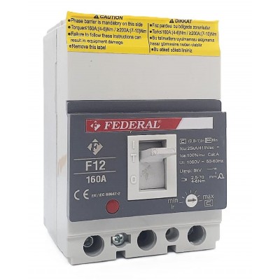 3x160A 25kA Kompakt Şalter F12 Ayar Sahalı Federal
