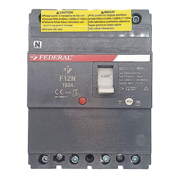 4x160A 25kA Kompakt Şalter F12N Ayar Sahalı Federal