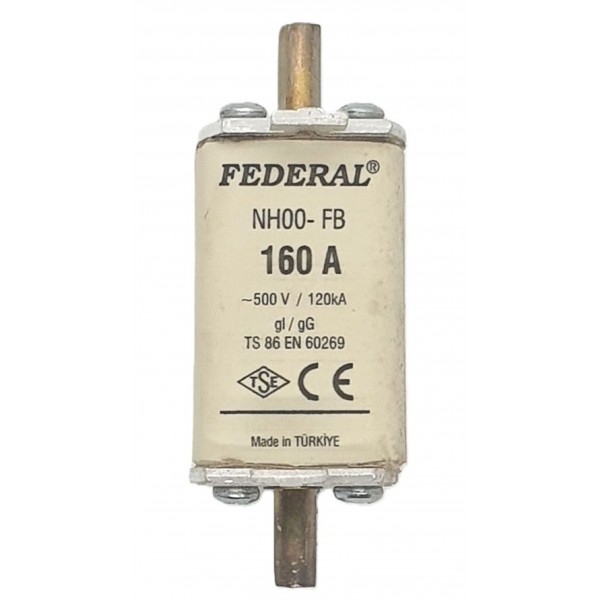 NH00 160A 120kA Bıçaklı Sigorta Buşonu Tek İndikatör Federal