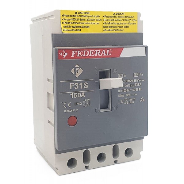 3x160A 36kA Kompakt Şalter F31S Sabit Federal