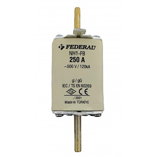 NH1 250A 120kA Tek İndikatör Bıçaklı Sigorta Buşonu  Federal