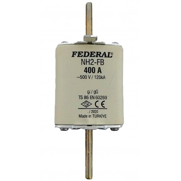 NH2 400A 120kA Tek İndikatörlü Bıçaklı Buşon  Federal