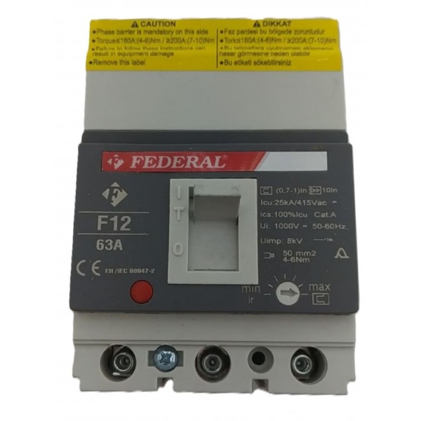 3X63A 25kA Kompakt Şalter F12 Ayar Sahalı Federal