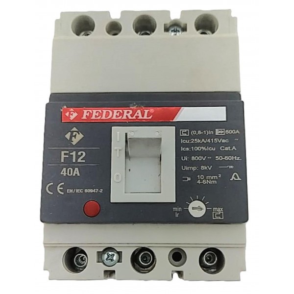 3x40A 25kA Kompakt Şalter F12 Ayar Sahalı Federal