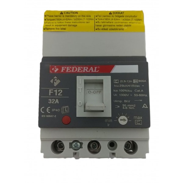 3x32A 25kA Kompakt Şalter F12 Ayar Sahalı Federal