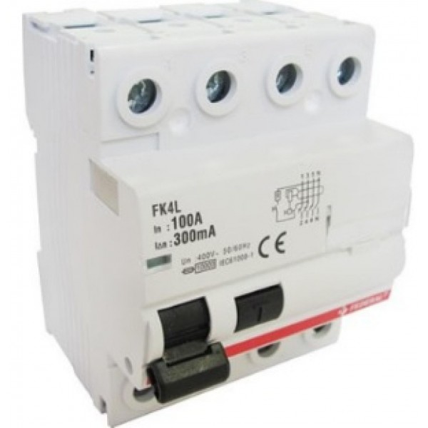 4x100A 300mA 10kA Kaçak Akım Rölesi FK4L Federal