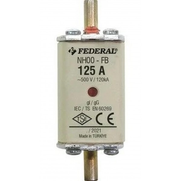 NH00 FB 125A Bıçaklı Sigorta Buşonu Tek indikatörlü Federal