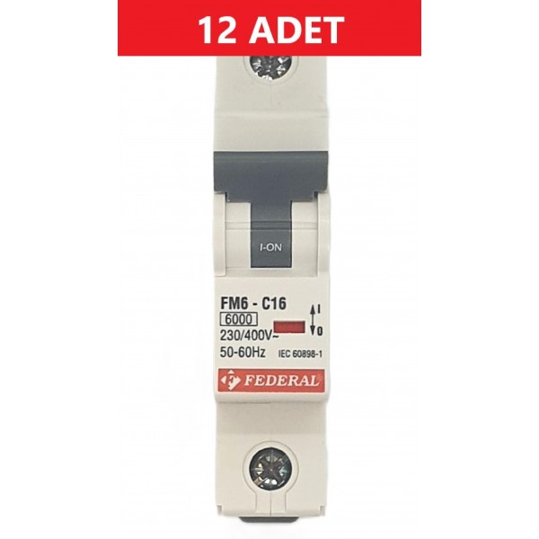 1x16A 6kA C Sigorta Fm6 Federal 12'li Paket