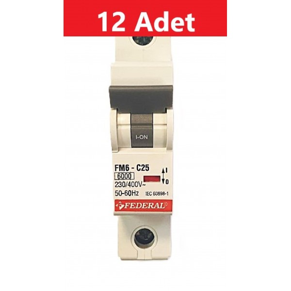 1x25A 6kA C Sigorta Fm6 Federal 12'li Paket