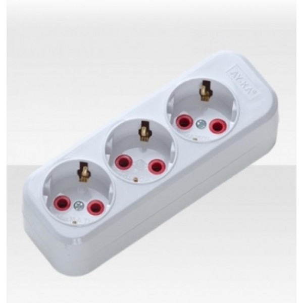 3Lü Klemensli Topraklı Grup Priz Gold