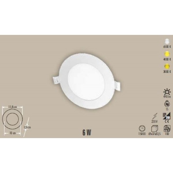 Led Panel 6W 6500K 490Lmn Sıva Altı Q 10/11,8Cm