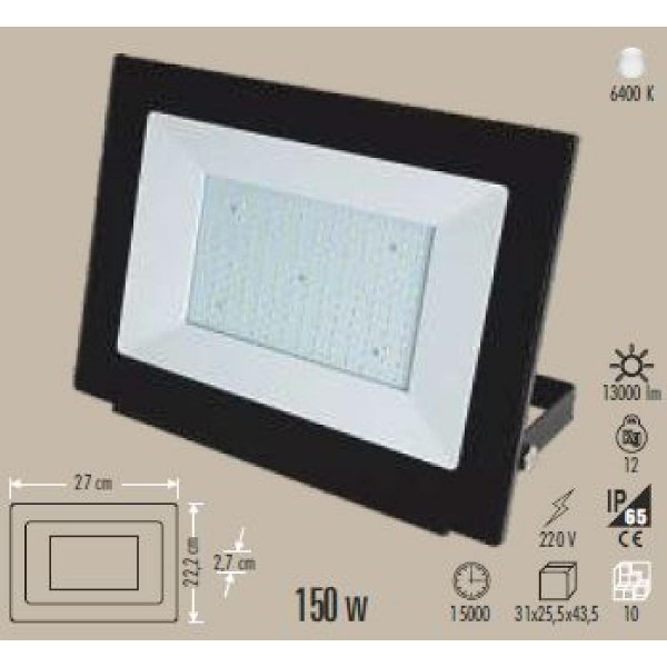 Led Projektör 150W Slim 6400K 13000Lmn